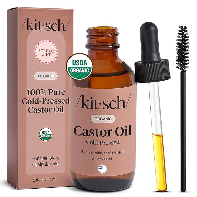 Kitsch Organic Castor Oil for Hair Growth - 100% Pure Castor Oil, Organic Cold Pressed Unrefined ... | Amazon (US)