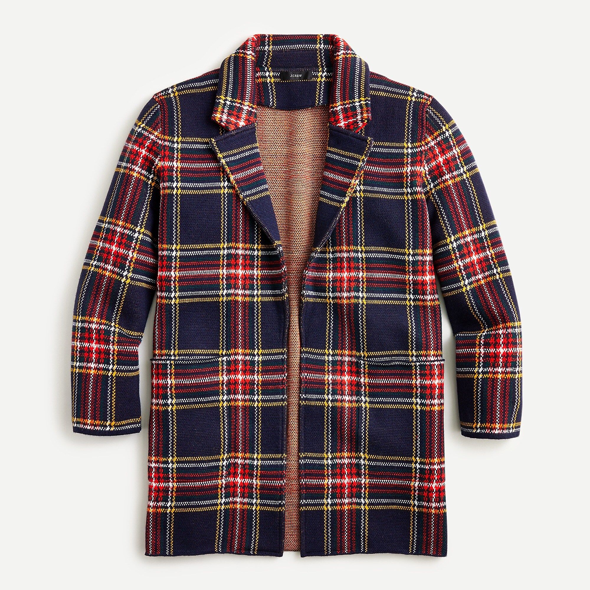 Sophie open-front sweater-blazer in black Stewart tartan | J.Crew US