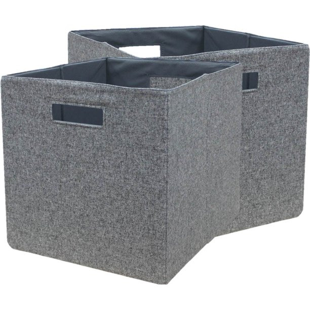 Better Homes & Gardens Fabric Cube Storage Bins (12.75" x 12.75"), Set of 2, Gray | Walmart (US)