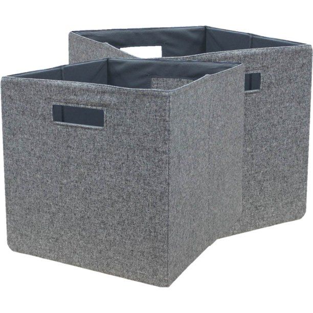 Better Homes & Gardens Fabric Cube Storage Bins (12.75" x 12.75"), Set of 2, Rich Black - Walmart... | Walmart (US)