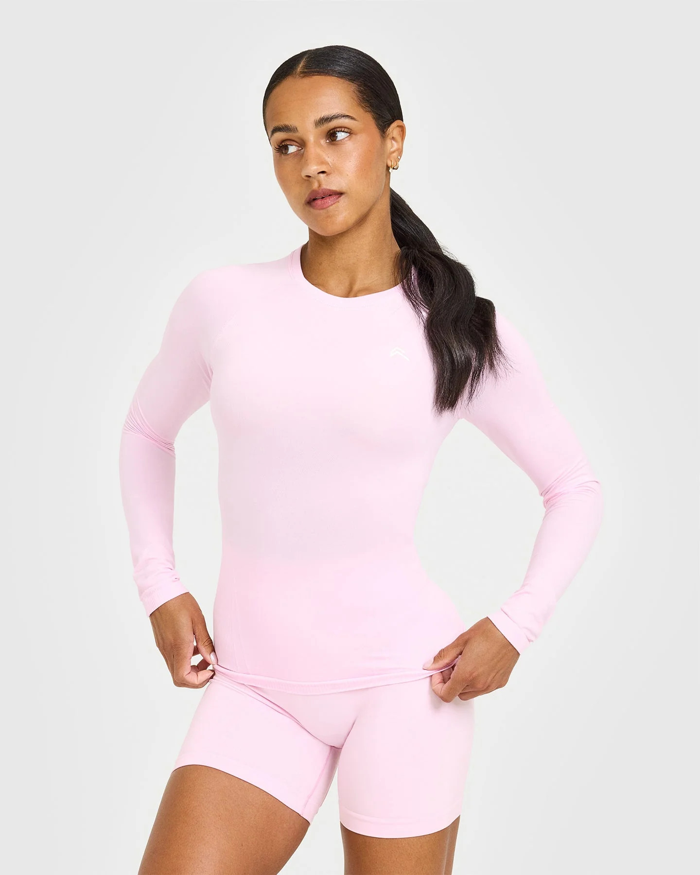Go To Seamless Fitted Long Sleeve Top 
 Chalk Pink | Oner Active (UK / US)