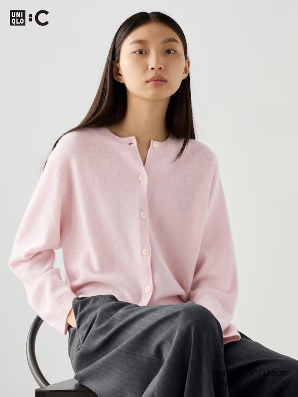 Cashmere Crew Neck Short Cardigan | UNIQLO (UK)