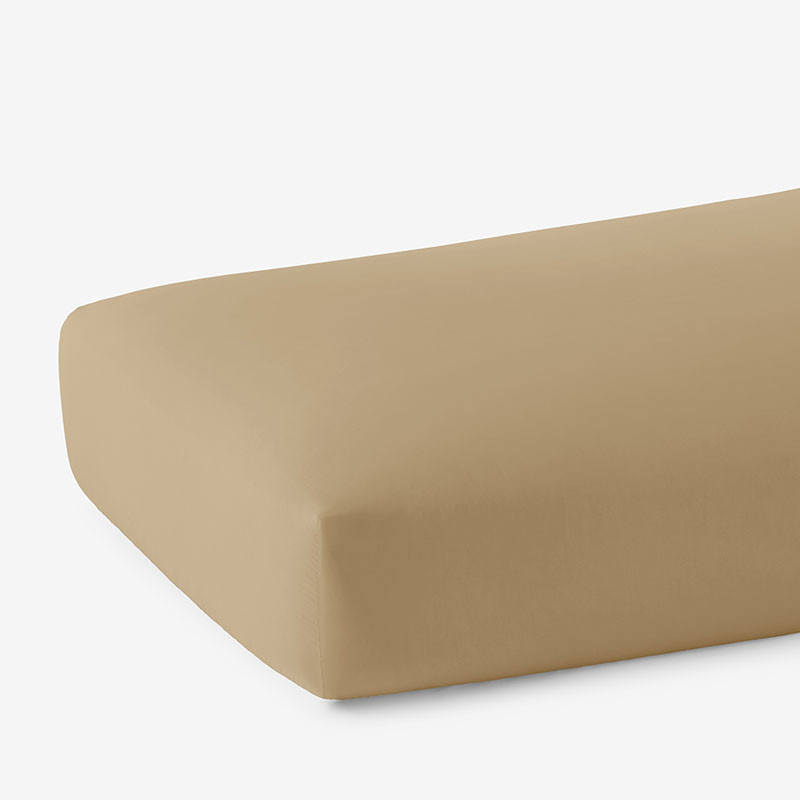 Solid  Garment Washed Cotton Percale Fitted Bed Sheet - Wheat, Twin XL | The Company Store