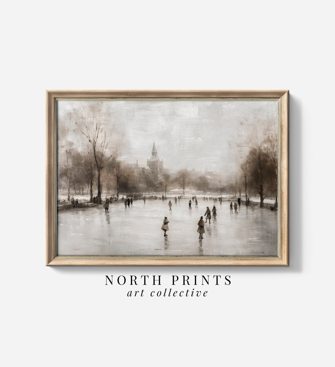 Rustic Winter Skating Rink Painting DIGITAL Art Christmas - Etsy | Etsy (US)