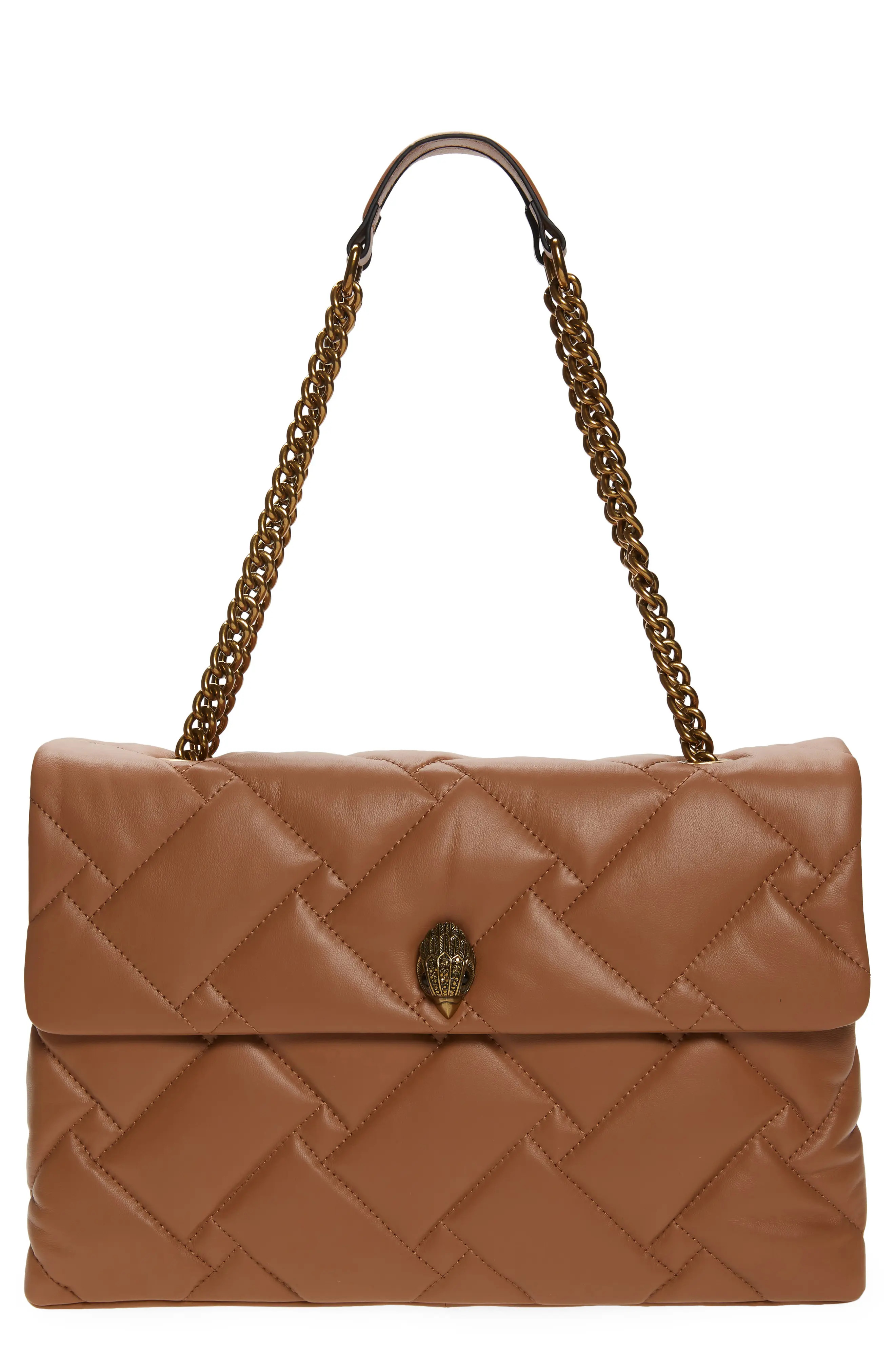 Kurt Geiger London Kurt Geiger Kensington Leather Shoulder Bag in Camel at Nordstrom | Nordstrom