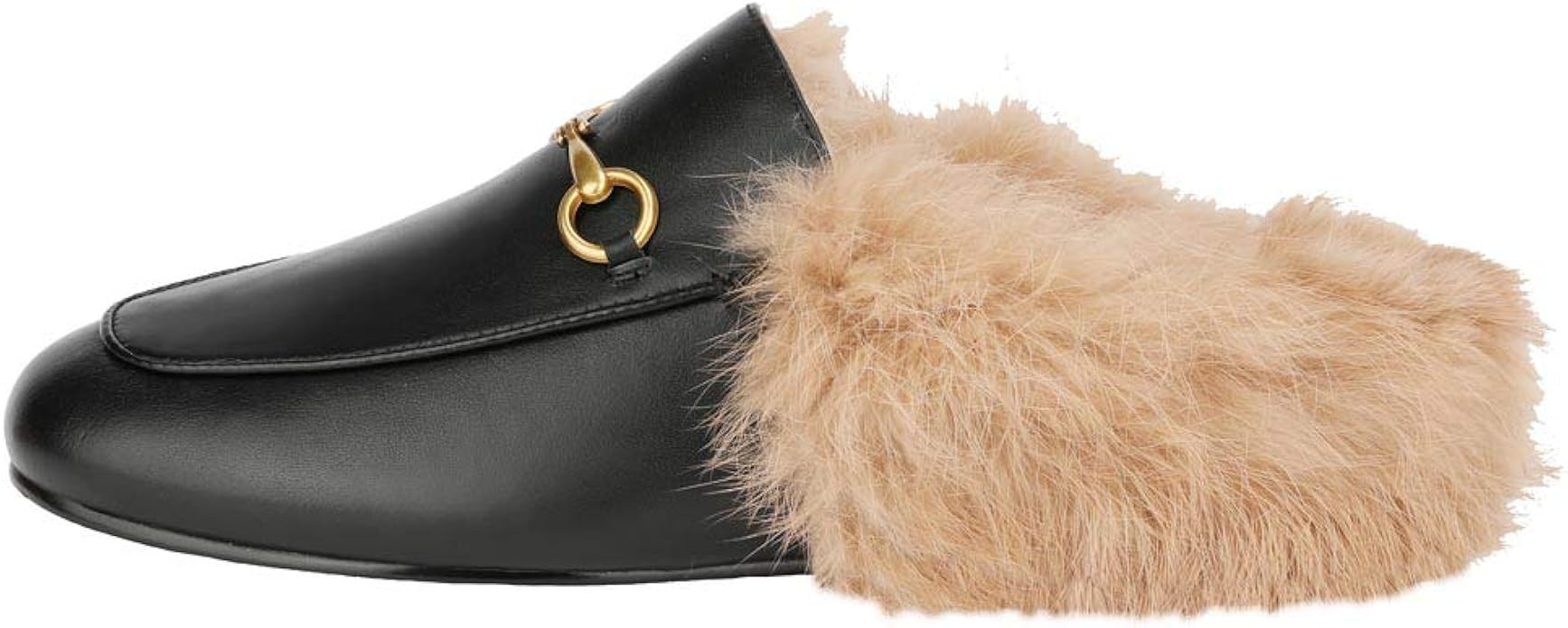 bashafanni Mules for Women Womens Leather Slip On Mule Backless Fur Loafers Slide Slippers | Amazon (US)