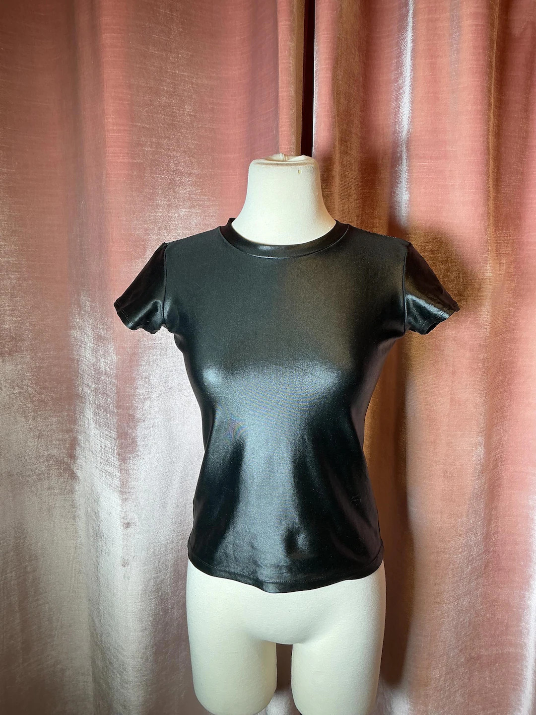 Vintage 90s DKNY Faux Leather Look Crew Neck Baby Tee - Etsy Canada | Etsy (US)