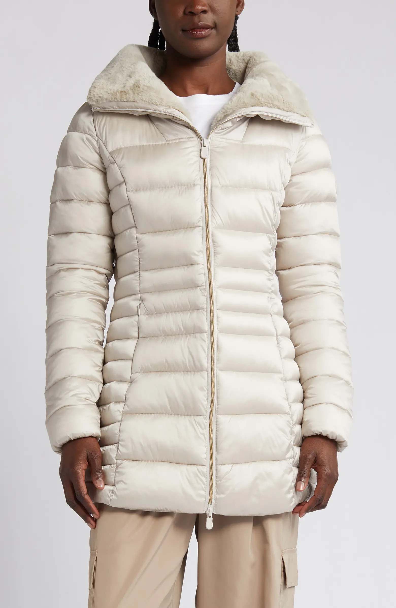 Save The Duck Caroline Faux Fur Collar Longline Puffer Jacket | Nordstrom | Nordstrom