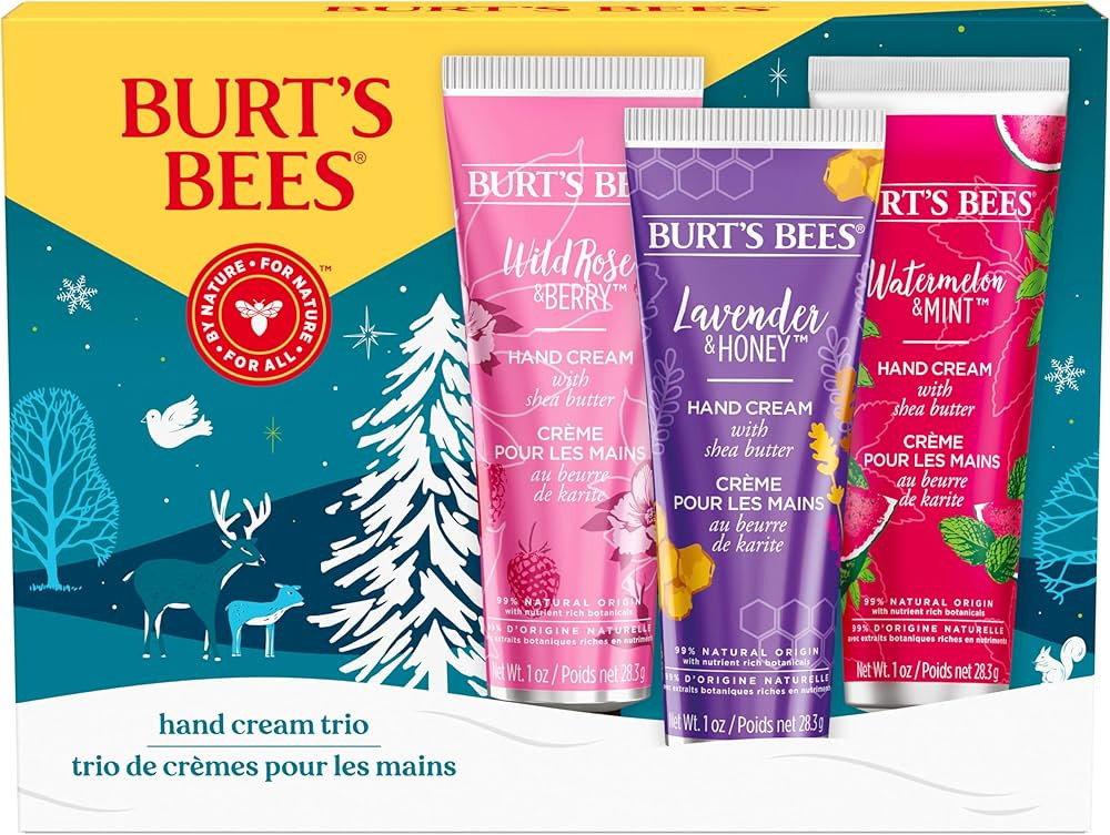 Burt's Bees Christmas Gifts, 3 Body Skincare Stocking Stuffers, Shea Butter Hand Cream Trio Set -... | Amazon (US)