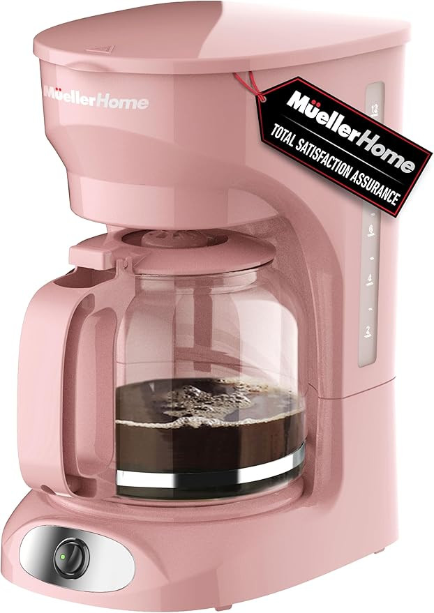 MUELLER HOME 12-Cup Pink Coffee Maker - Borosilicate Carafe, Auto-Off, Pink Kitchen Accessories, ... | Amazon (US)