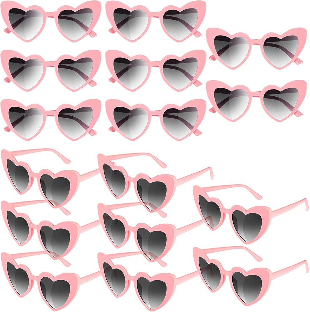 Flutesan 16 Pairs Heart Shaped Sunglasses Retro Cat Eye Shaped Sunglasses Heart Clout Glasses for... | Amazon (US)