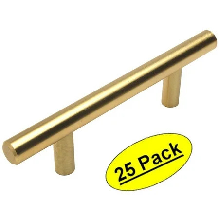 Cosmas 305-030BB Brushed Brass Cabinet Hardware Euro Style Bar Handle Pull - 3"" Hole Centers, 5-3/8 | Walmart (US)