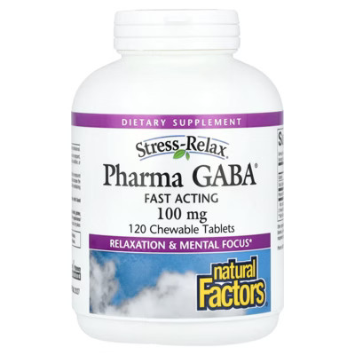 Natural Factors Stress-Relax®, Pharma GABA®, 100 mg, 120 Chewable Tablets | Target