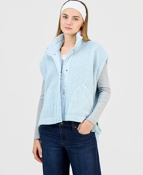 Sincerely Jules Juniors' Sherpa Fleece Vest - Macy's | Macy's