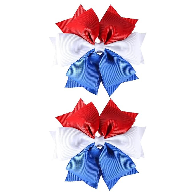 July 4th Patriotic Hair Bow Clips Girls Red White Blue Ribbon Bowknot Alligator Barrette Independ... | Amazon (US)