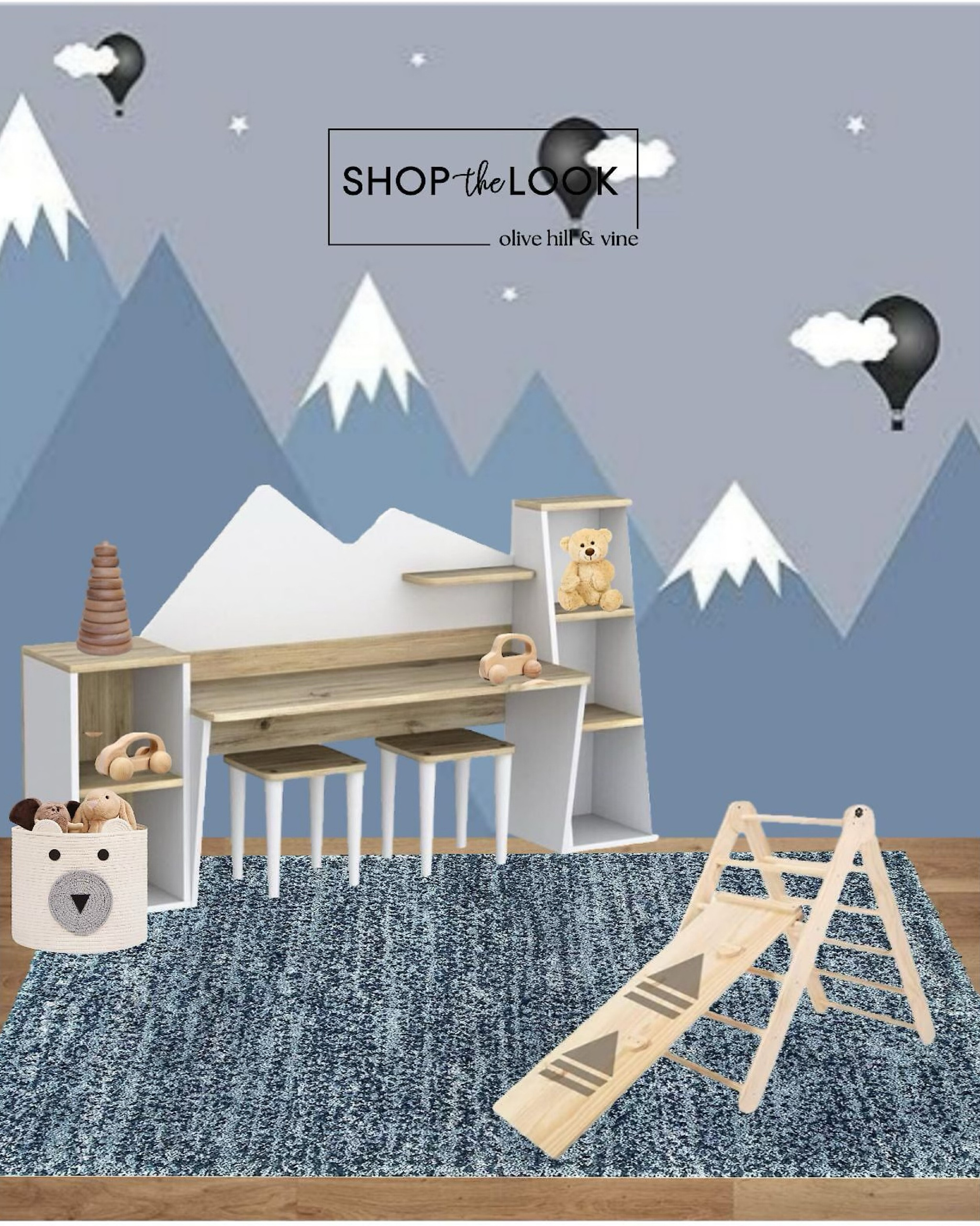 Get ready for Prime Day! Discover a curated neutral playroom with an enchanting mountain and hot air balloon mural, foldable climbing ramp, stylish study desk, wooden toys, and a tasseled blue area rug. Everything you need for a magical space, all on Amazon. 

#LTKFamily #LTKKids #LTKHome