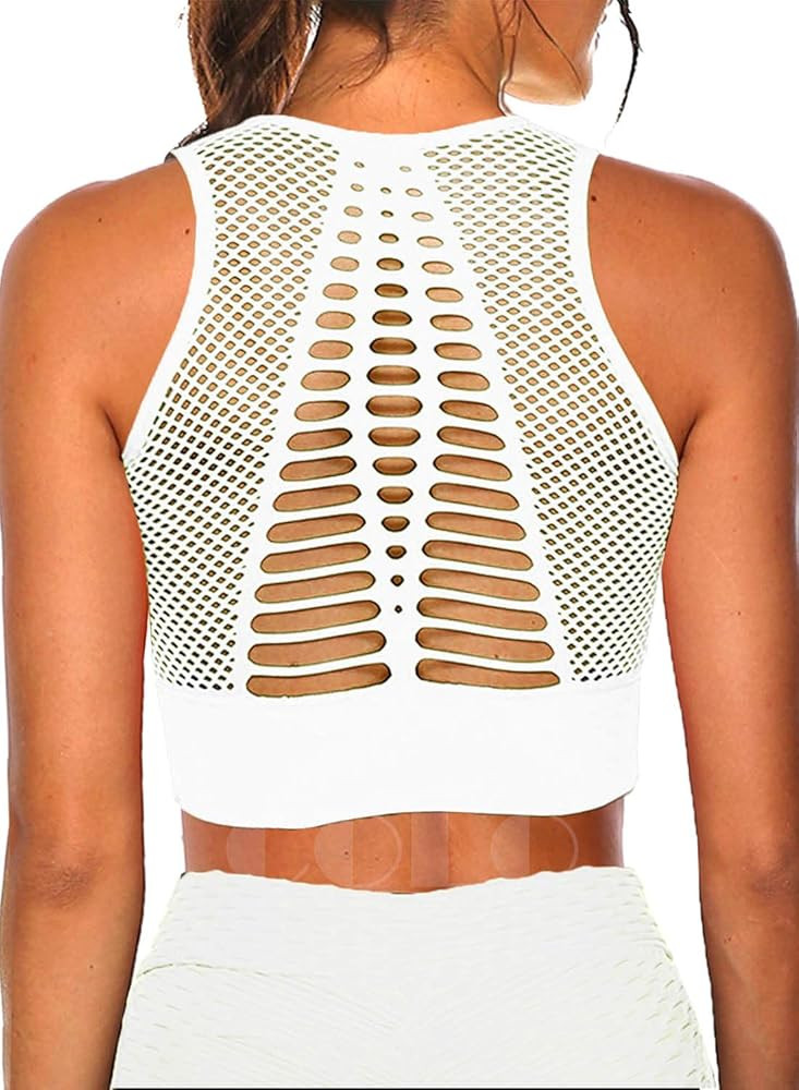 Women Yoga Tank Top Workout Tops Open Back Racerback Built in Bra Removable Pad … | Amazon (US)