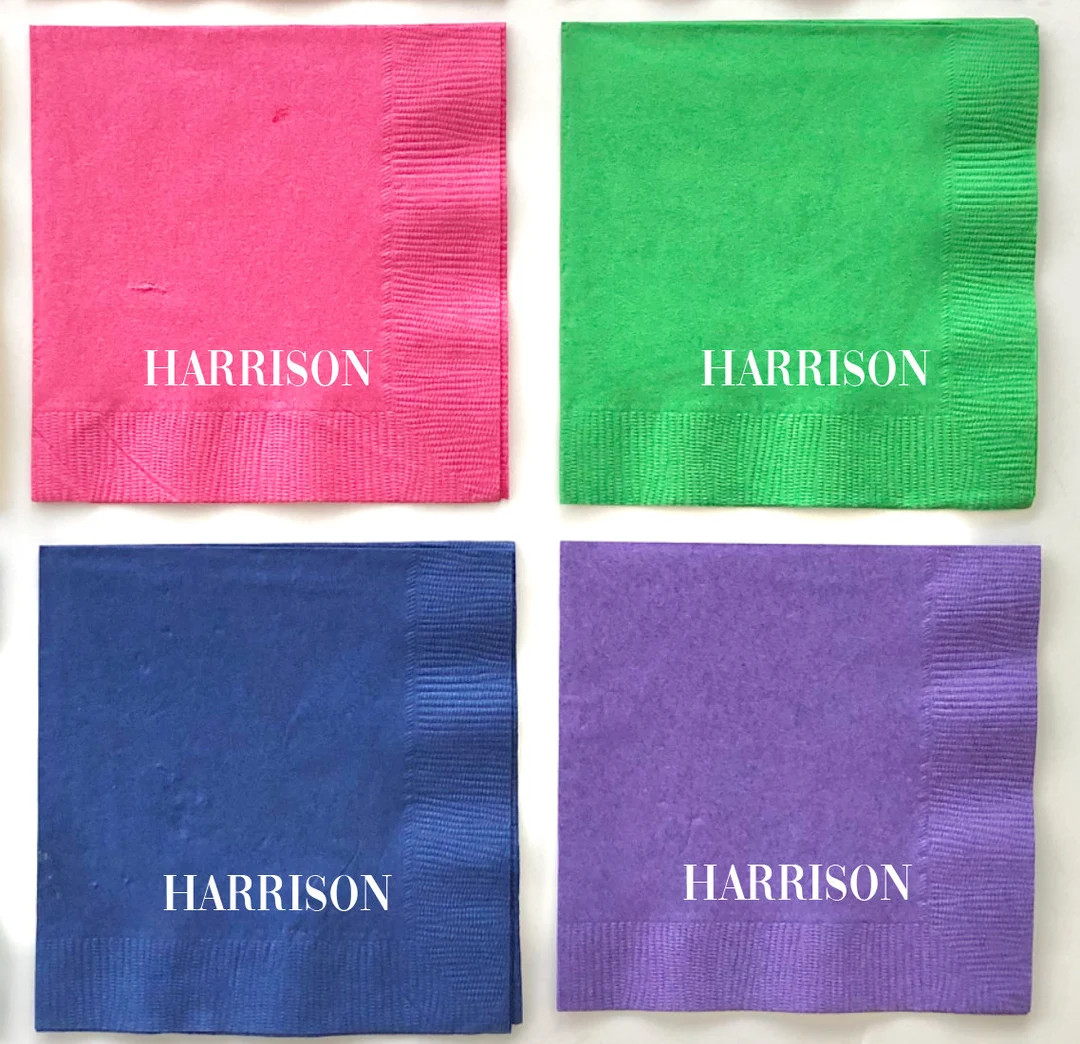 Personalized napkins, Personalized gift, Custom napkins, Foil stamped napkins, Bar cart napkins, ... | Etsy (US)