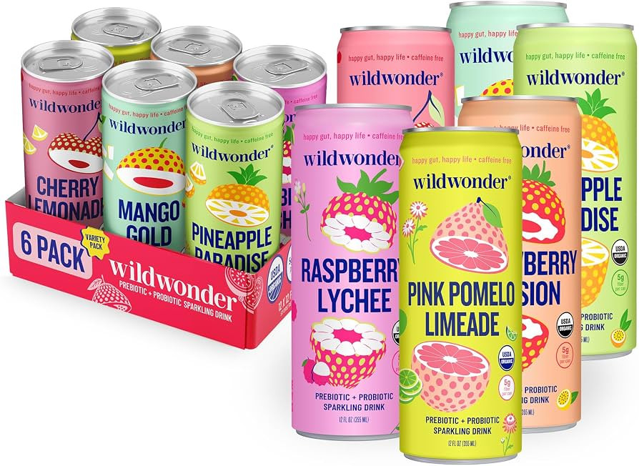wildwonder Classic Variety Sparkling Probiotic Drink, 6 Pack | Amazon (US)