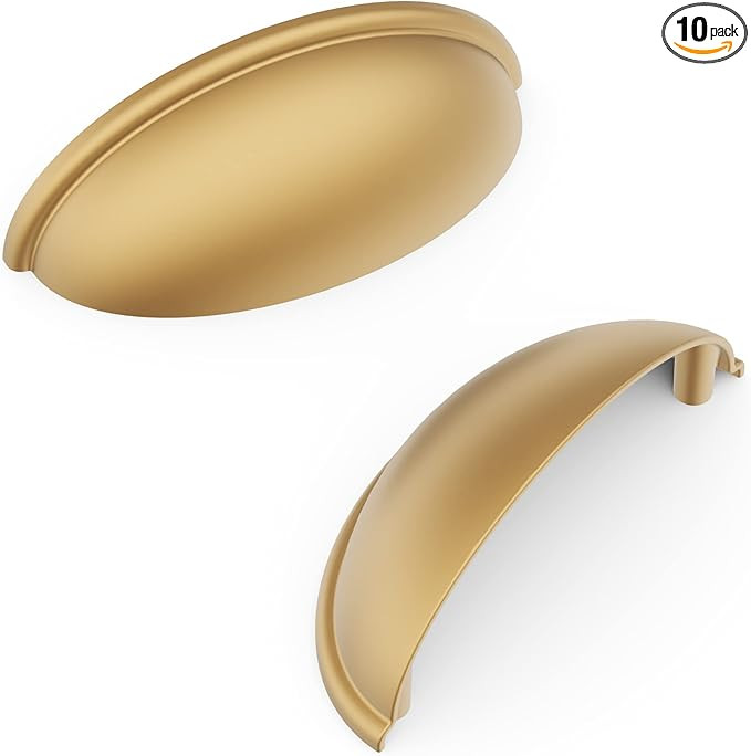 Hickory Hardware 10 Pack Kitchen Cabinet Handles, Cup Drawer Pulls for Doors & Dresser Drawers, H... | Amazon (US)