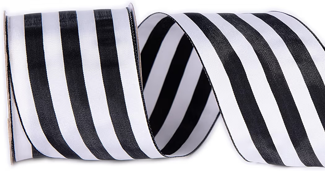Black White Stripe Wired Ribbon2.5inch Wide 10 Yards Gift Wrapping Ribbon for Gift Wrapping Craft... | Amazon (US)