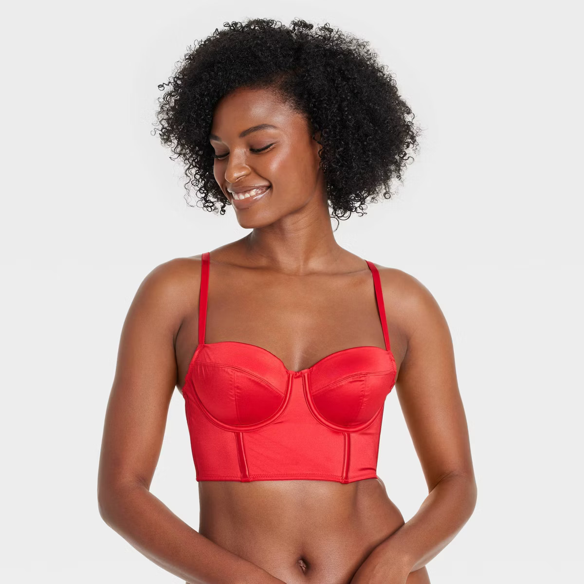 Women's Satin Lightly Lined Lingerie Corset - Auden™ Red M | Target