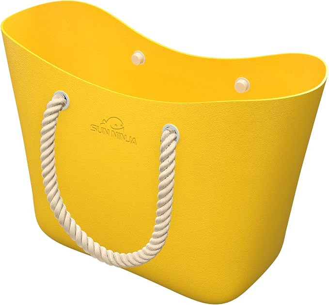 SUN NINJA Rubber Beach Bag - Extra Large Waterproof EVA Tote Bag with Rope Handles for Beach | Amazon (US)