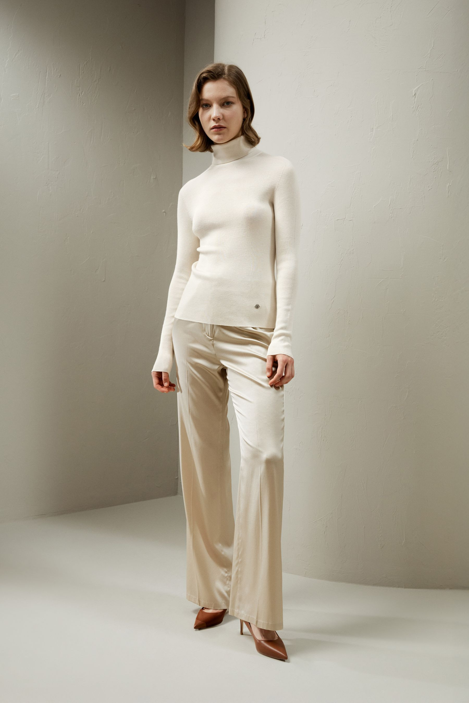 Nahtloser Rollkragenpullover aus Seiden-Kaschmir-Pullover | LILYSILK