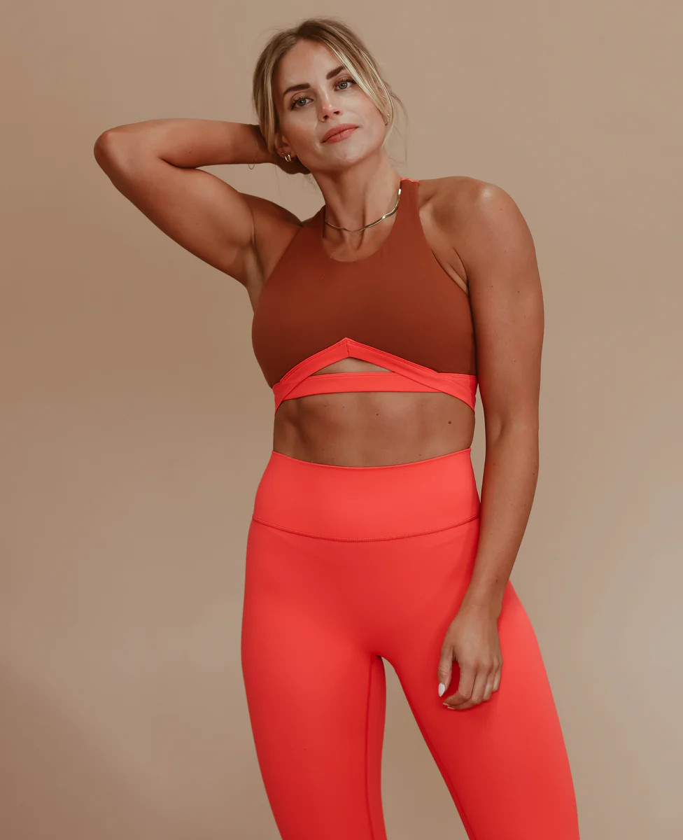 High Neck Keyhole Top - Hibiscus | Cara Loren Active