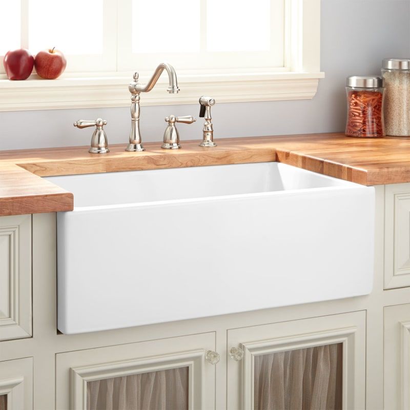 Signature Hardware 933882-30 Mitzy 30" Single Basin Fireclay Reversible Farmhouse Sink with Smooth A | Build.com, Inc.