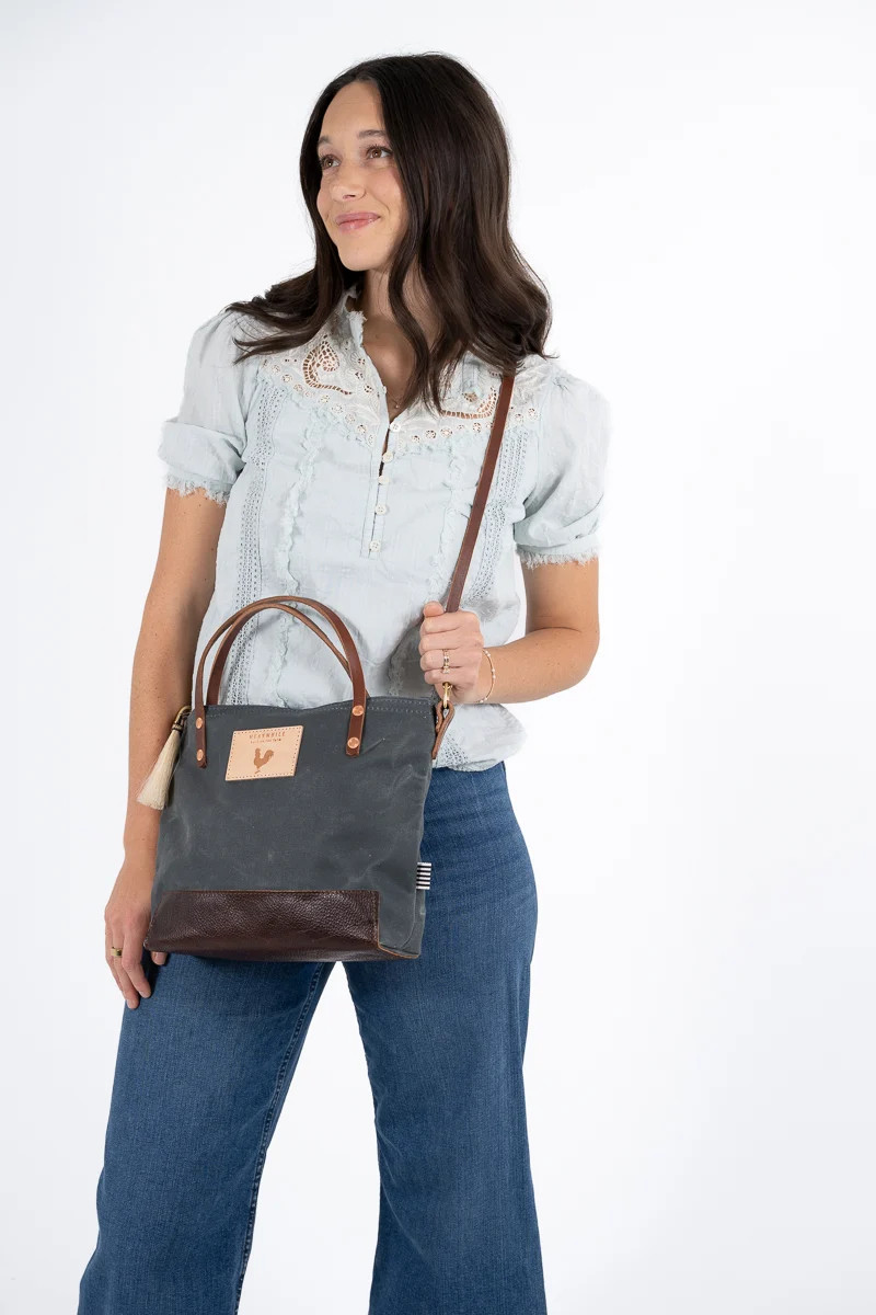Slate Blue Waxed Canvas Small Tote | Meanwhile Back on the Farm | Meanwhile Back on the Farm