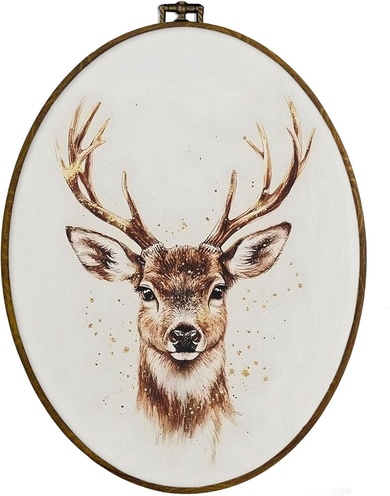 dvhdajed Vintage Christmas Deer Oval Wall Art Decor, Rustic Farmhouse Winter Deer Framed Canvas A... | Amazon (US)