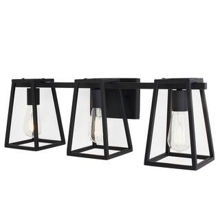 Home Decorators Collection Hazel Heights 24 in. 3-Light Black Rustic Farmhouse Bathroom Vanity Li... | The Home Depot