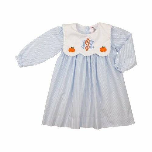 Blue Mini Stripe Pumpkin Dress | Cecil and Lou