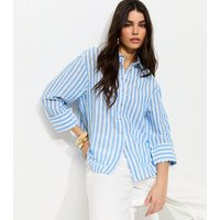 Women's Blue Stripe Long Sleeve Shirt New Look | New Look (UK)
