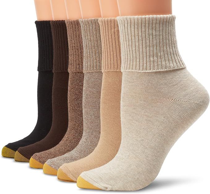 Gold Toe Women's Classic Turn Cuff Socks, Multipairs | Amazon (US)