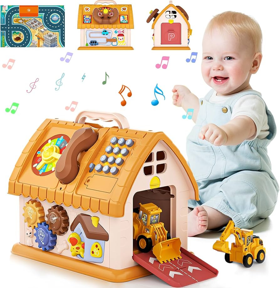 Toys for 1-2 Year Old Gifts, Montessori Toddlers Toys with Sound/Lights/Music/Clock/Car/Telephone... | Amazon (US)