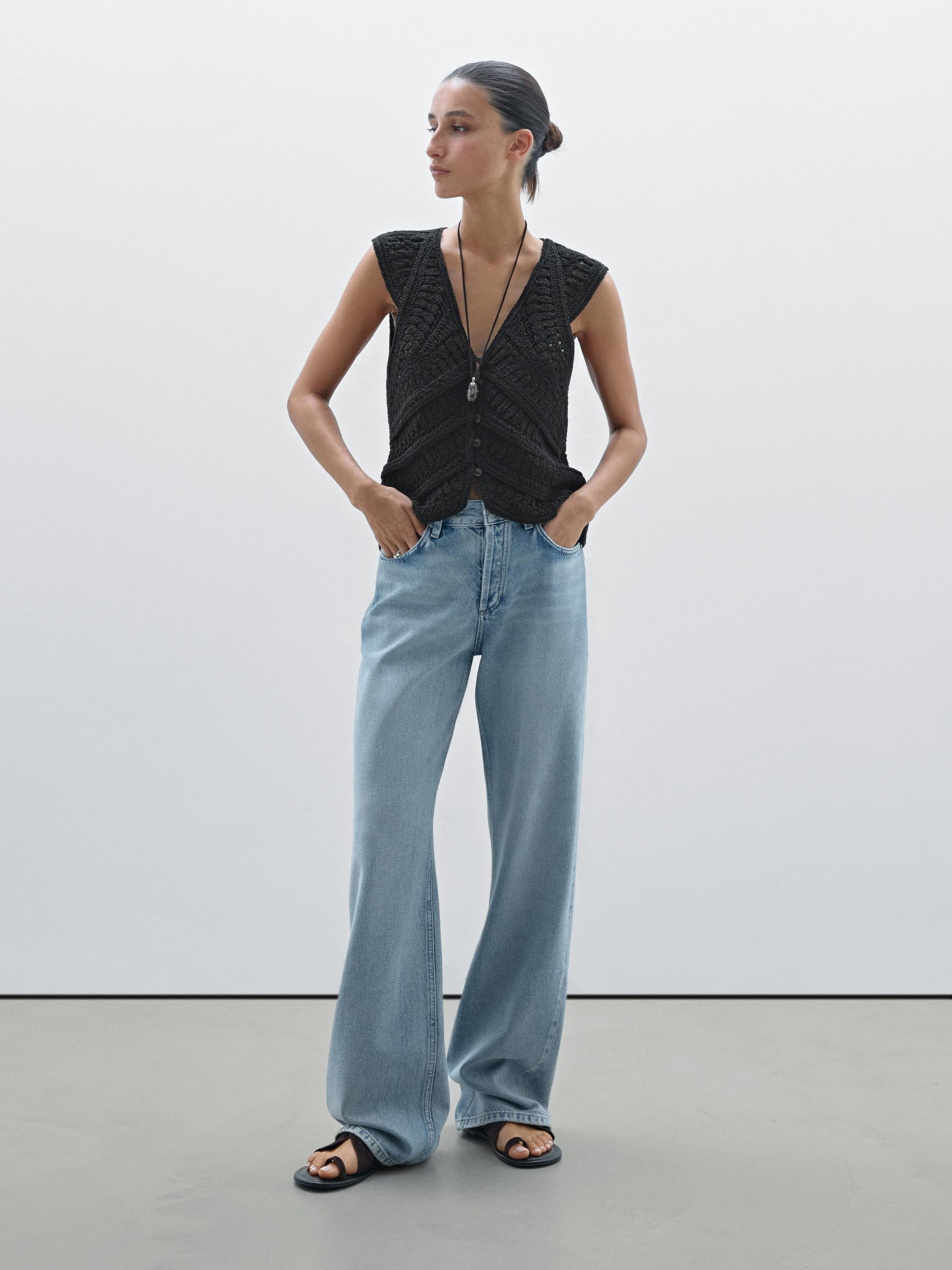 Fantasy crochet knitted waistcoat | Massimo Dutti UK