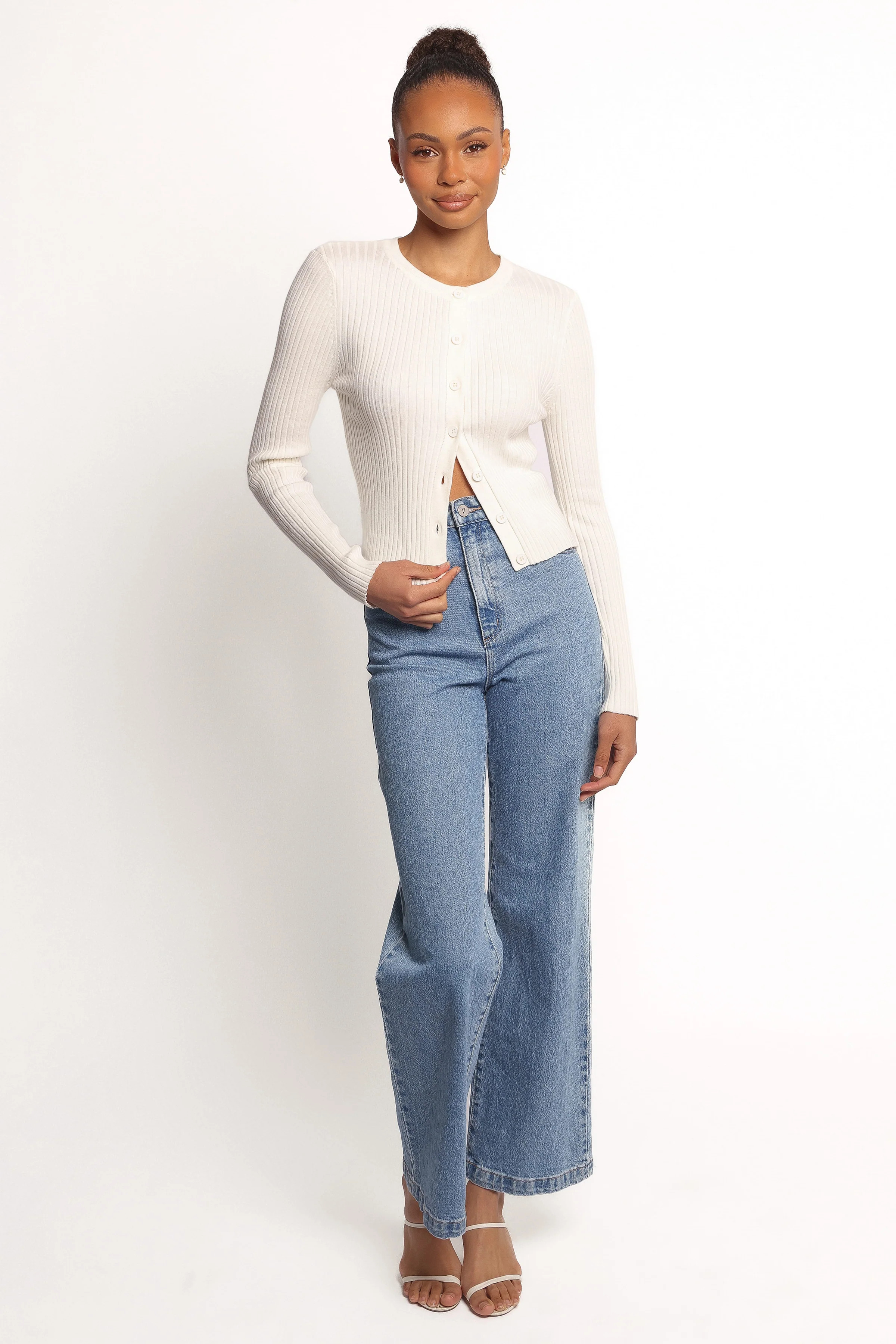 Searie Ribbed Cardigan Top - Cream | Petal & Pup (AU)
