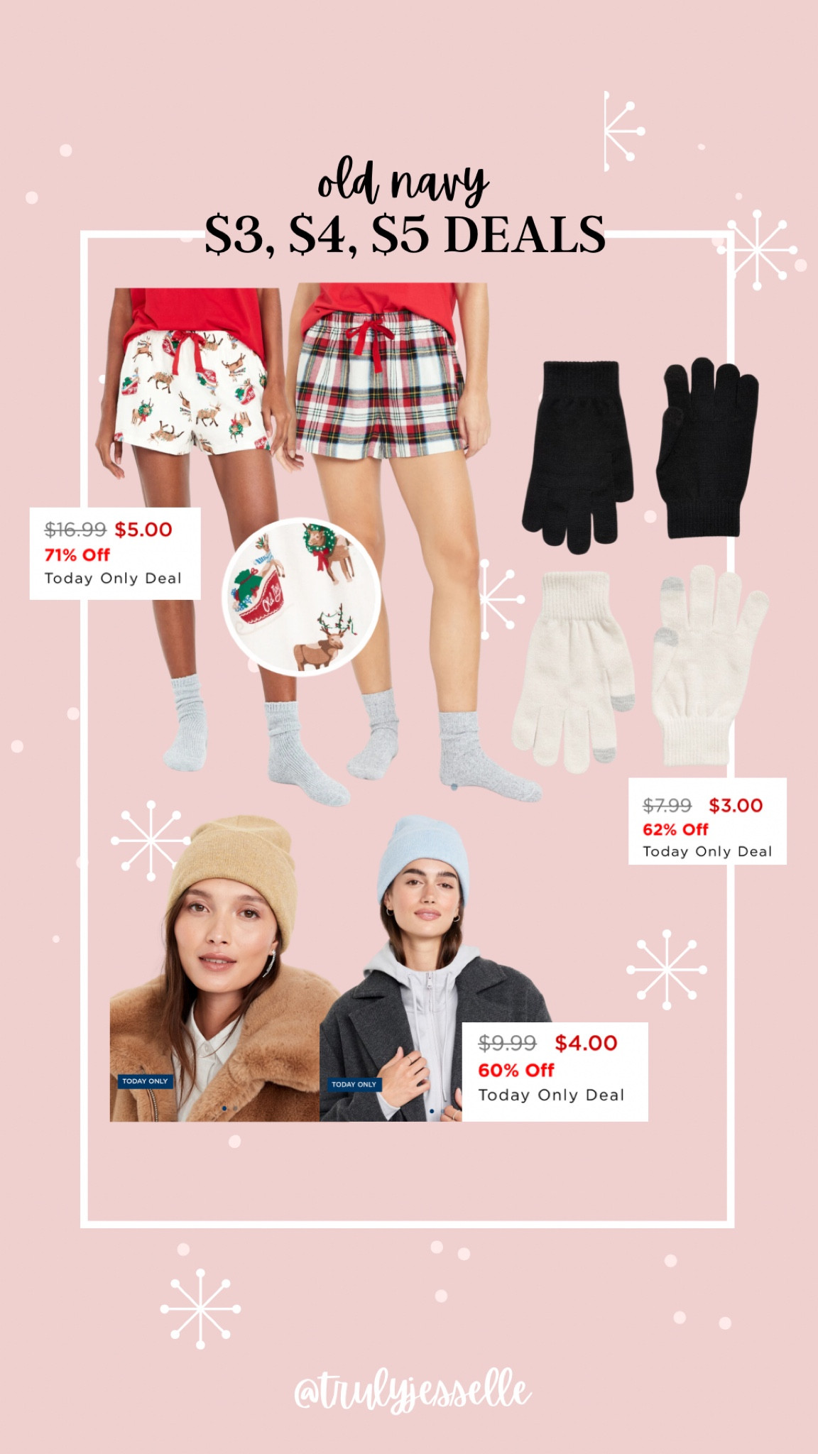 Old navy deal of the day, $3 gloves, $4 beanies, $5 pajama boxers 

#LTKFindsUnder50 #LTKCyberWeek #LTKSaleAlert