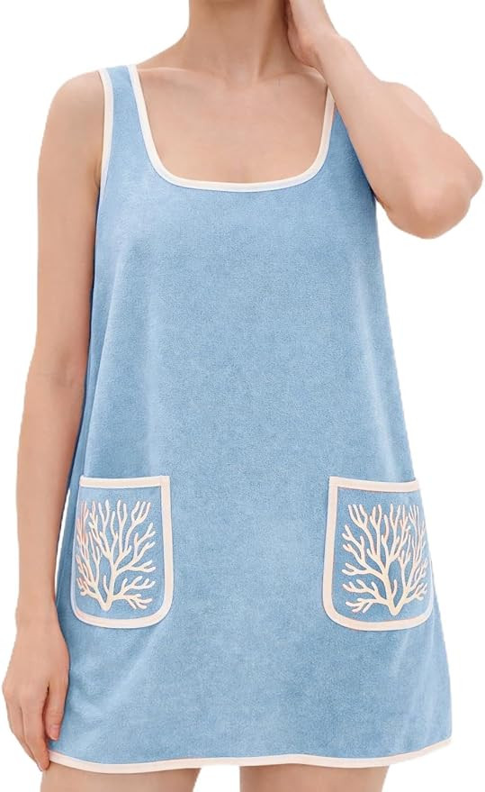 VAOYIU Womens Suede Tank Dress Contrast Trim Embroidery Pockets Relaxed Fit Sleeveless Mini Cover... | Amazon (US)