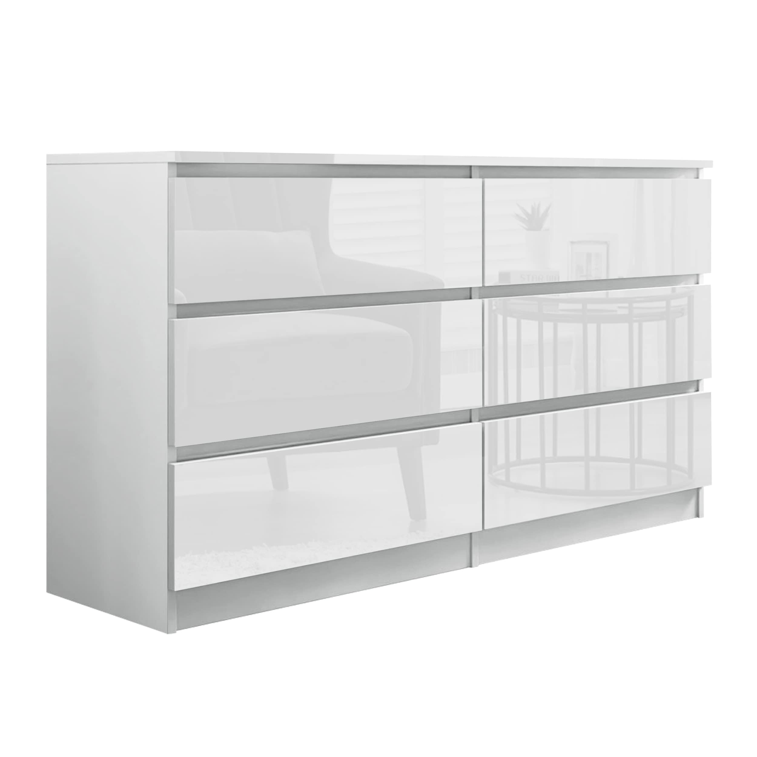 Blisswood High Gloss Chest of Drawer, 6 Drawer Bedroom Chest of Drawer Bedside Table Cabinet for ... | Amazon (UK)
