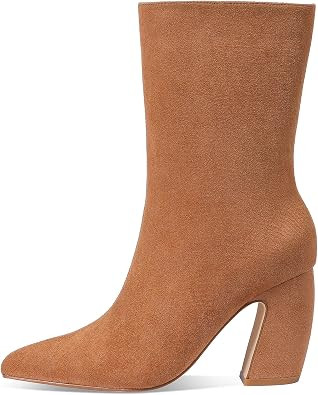 CYNLLIO Ankle Boots for Women Brown Suede Pointed Toe Boot Winter Wide Calf Booties 3.35" Chunky ... | Amazon (US)