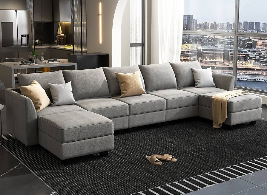 HONBAY Modern Fabric Corner Sectional Sofa Modular Sectional Couch with Ottoman U Shape Sofa 7 Se... | Amazon (US)