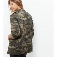 Parisian Green Camo Print Double Zip Shacket New Look | New Look (UK)