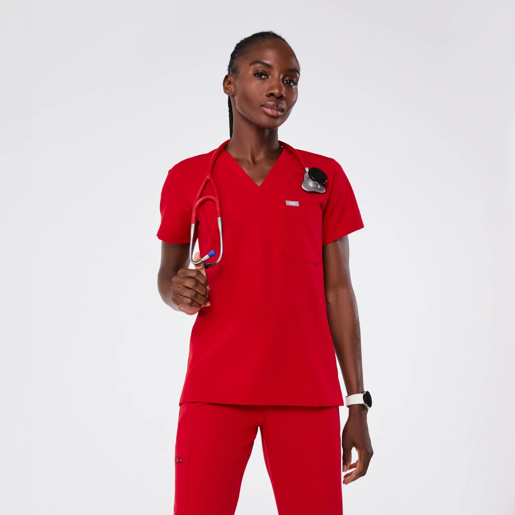 Women's Catarina One-Pocket Scrub Top™ - Winning Red · FIGS | FIGS