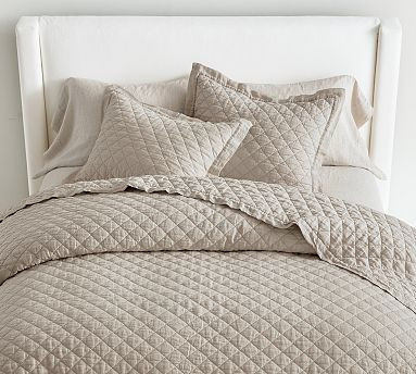 Belgian Flax Linen Diamond Quilt | Pottery Barn (US)