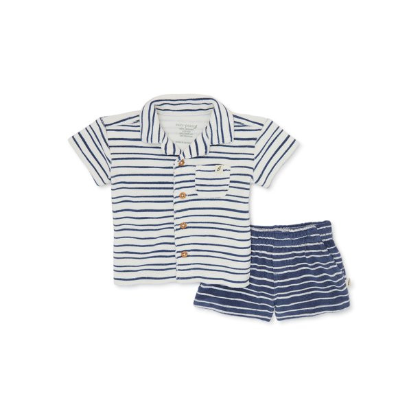 easy-peasy Baby Boy Terry Cloth Shirt and Shorts Set, 2-Pieces, Sizes 0-24M | Walmart (US)