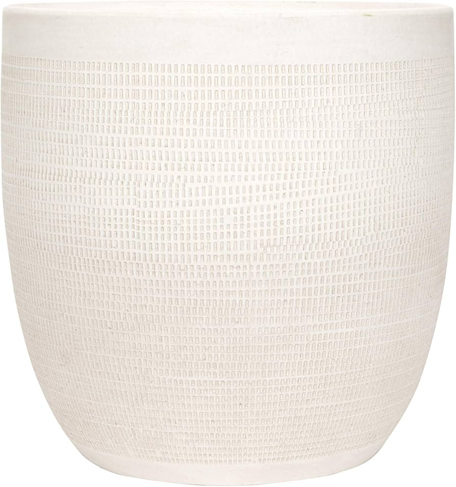 Creative Co-Op Large Matte White Embossed Stoneware Planter | Amazon (US)