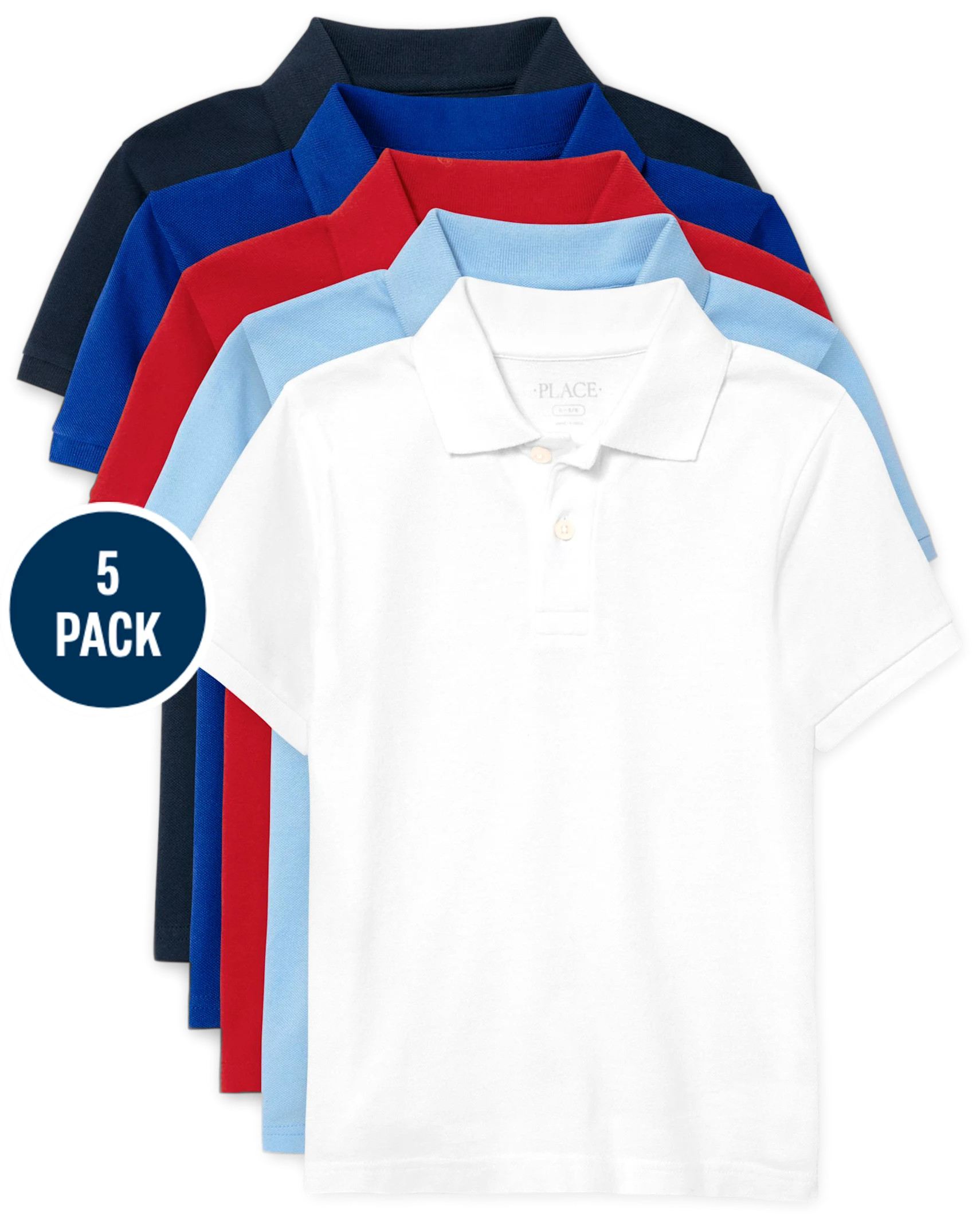 Boys Uniform Pique Polo 5-Pack - multi clr | The Children's Place